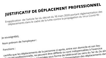 Confinement : la nouvelle attestation de déplacement professionnel à télécharger