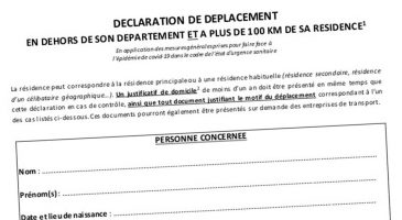 L'attestation à télécharger pour se déplacer à plus de 100 kilomètres